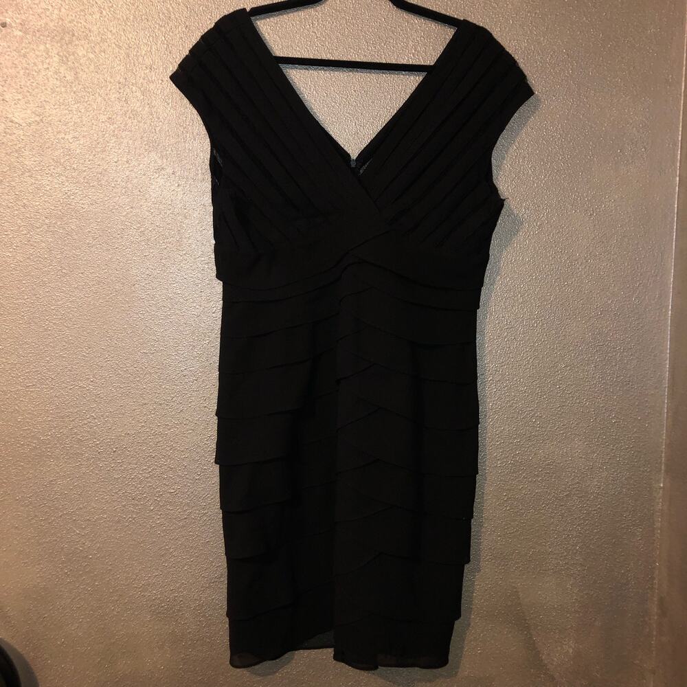 Scarlett Nite  Bodycon Cocktail New Years Eve Ribbon V-neck Black Cocktail Dress